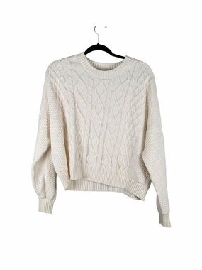 Hollister Cream Cable Knit Sweater Chunky Cozy Crewneck Size L